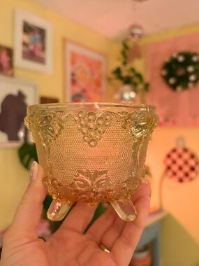 Vintage Amberina Harvest Grapes Jeanette Glass candy dish